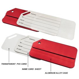 Aluminum Luggage Tag for Luggage Baggage Travel Identifier by Ovener (Red 2 Pcs)