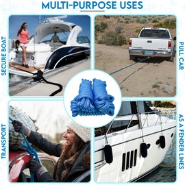 SandShark Premium 15ft 1/2in Dock Lines 4 Pack, Quality Double-Braided Nylon Boat Rope, 12in Eyelet Loop, Mooring Ropes for Docking. Pontoon Boat Accessories - Black