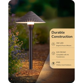 EDISHINE 5CCT Low Voltage Pathway Lights Wired, 2700K-5000K LED Landscape Path Lights, 12V AC/DC 3W 160LM Waterproof Outdoor Landscape Lighting for Sidewalk Garden, Black Aluminum, 4 Pack