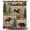 Rustic Cabin Shower Curtain for Bathroom, Forest Bear Deer Wildlife