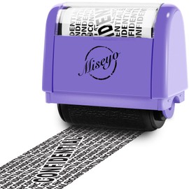 Miseyo Wide Roller Stamp Identity Theft Stamp 1.5 Inch Perfect for Privacy Protection,Anti-Theft Security Confidential Easy for Guard Personal Information Blockout - Purple
