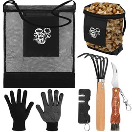 Windspeed 6 Pcs Mushroom Foraging Kit, Mushroom Harvesting Kit Include Mushroom Foraging Bag Mushroom Harvesting Knife and Brush with Sharpener and Rake