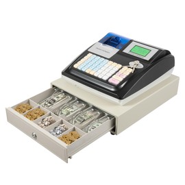 48Keys Electronic Cash Register,3 in 1 Commercial Cash Register Printer LCM Screen,Built-in Quick Thermal Printing Technology,Retail POS System,Tabletop Cash Register for Supermarket,Mall,Store,Etc