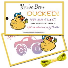 CREATCABIN 50Pcs You've been Ducked Cards Duck Tags Card Duck Duck Jeep Tags Ducking DIY Jeep Duck Card with Hole Twine for Rubber Duck Jeeps Car Jeeps Decor Gifts Yellow 3.5x2Inch-Your Ride is Sweet