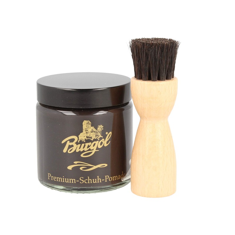 Shoe Care Set with Shoe Pomade Dark Brown and Jar