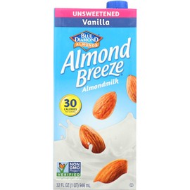 Blue Diamond Almond Breeze Unsweetened Almond Milk, Vanilla 32 fl oz (Pack of 1)