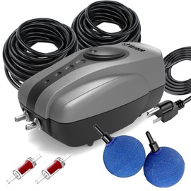VCRAZE Pond Aerator Pump Pond Aeration Kit with Check Valves Air Stones Airline Tubing, All-in-1 Pond Air Pumps for Outdoor Ponds up to 1000 Gallon