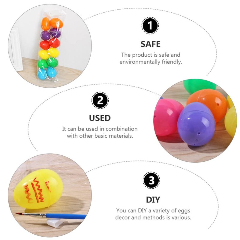 Kisangel Easter Egg, 24pcs Plastic Easter Egg Graffiti Easter Egg