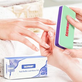 SALVMARY Nail Shine Buffer Block Shiny Buffing Blocks Files Polisher 2Pcs | 400/3000 Grit nail shiner for natural nails, EVA sponge buffer material, s