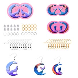 103Pcs Earring Resin Molds Kit, 3pcs Resin Silicone Molds Jewelry Epoxy Casting Molds with Earring Hooks for DIY Unique Earrings Epoxy Resin Casting Molds, Earring Jewellery Resin Craft Epoxy Mould