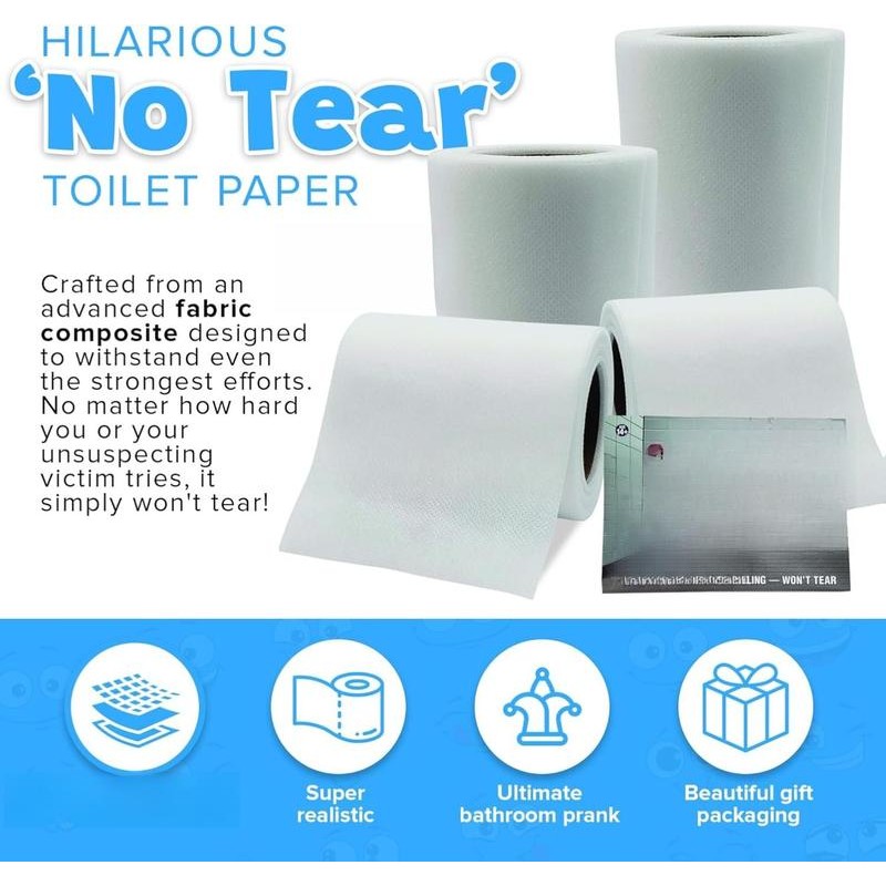 No Tear Prank Toilet Paper - Impossible to Rip Gag