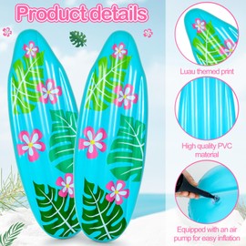 Foilswirl 2 Pcs 3 ft Luau Inflatable Surfboard for Beach Inflatable Surf Board Luau Decoration Tropical Pool Surfboard Float for Surf Hawaiian Theme Summer Sea Party