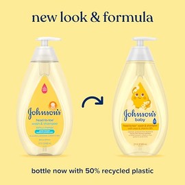 Johnson's Baby Head-To-Toe 2 in 1 Tear Free Wash & Shampoo with Aloe Vera and Vitamin B5, Safe and Gentle for Newborns and Delicate Skin, Hypoallergen