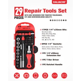29pcs Magnetic Ratcheting Wrench and Precision Screwdriver Set, Mini Electronics Tool Kit with Screw Extractor, Ideal for Watch, Mobile Phone, Computer Maintenance