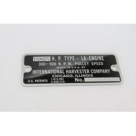 Flywheel Supply 1 1/2 - 2 1/2 HP International IHC LA Name Plate Engine Tag Gas Motor