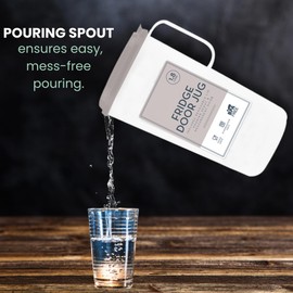 Fridge Door Jug - 1800L, L24 x W15.5 x D9cm Translucent White with Removable Natural Lid | Includes Pouring Spout and Measurement Guide | BPA-Free Plastic, Dishwasher Safe, Leak Proof