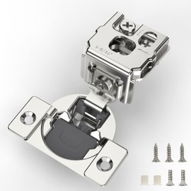 Furniware 20 Pieces 1-5/16 inch Overlay Soft Close Cabinet Hinges for Face Frame Cabinet, Stainless Steel, 105° Opening Angle, Concealed Self Closing Door Hinges- 3 Way Adjustment
