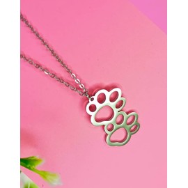 Only faith Cat Collar for Women Stainless Steel Paw Prints with Gift Box Gift for Pet Lovers Dog and Cats Standard Stainless Steel No Gemstone