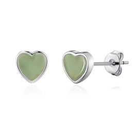 Philip Jones Green Aventurine Heart Stud Earrings