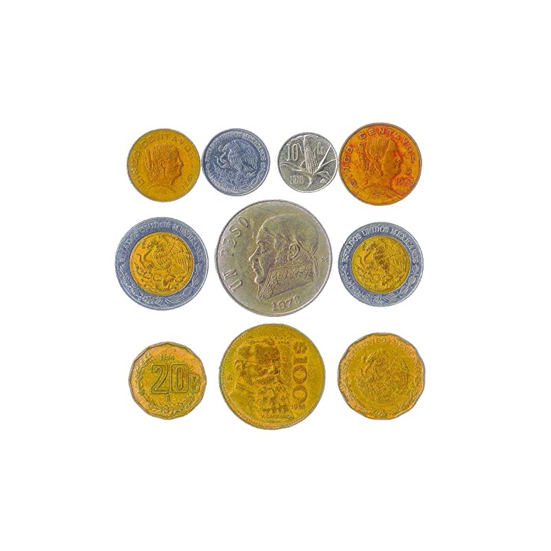 Mexico 10 Mixed Coins | Pesos | Centavos | Mexican