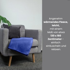 wometo Polar Fleece Blankets, Set of 2, Oeko-Tex, 130 x 160 cm, approx. 400 g, with Anti-Pilling and Overcast Hem, Blue, Dark Blue