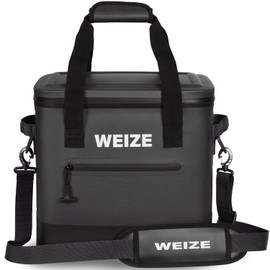 WEIZE 24 can Soft Cooler,Insulated Lunch Bag,Floating Cooler Leak-Proof with Zipper,Portable Ice Chest Bag for Beach, Drink, Beverage, Travel, Camping, Picnic, Car, Trips, Black