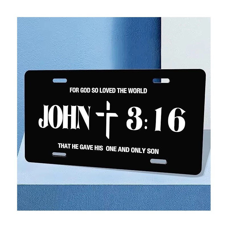 BLVD John 3:16 Religious Cross Metal License Plate Including Mounting