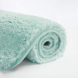 Suchtale Extra Soft & Absorbent Shaggy Bath Mat (24 x 40, Aqua) - Machine Washable Microfiber, Non Slip, Luxury Floor Mat
