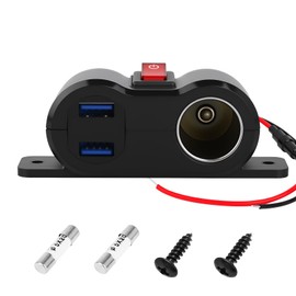 Dual USB 12 V Zigarettenanzünder-Steckdose, Kfz-Ladegerät, QC3.0, Zigarettenanzünder, Adapter, Zigarettenanzünder, mit Schalter und LED-Licht für LKW, SUV, Motorrad, Boot