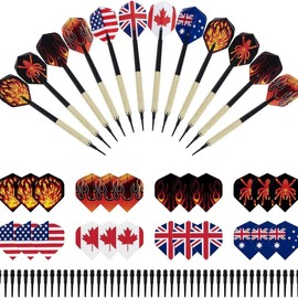 HRLORK 12 Packs Darts Set Plastic Soft Tip Darts Flights Black Nylon Darts Shafts