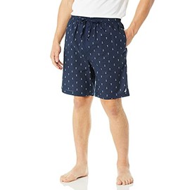 Nautica Men's Soft Woven 100% Cotton Elastic Waistband Sleep Pajama Short, True Navy, X-Large