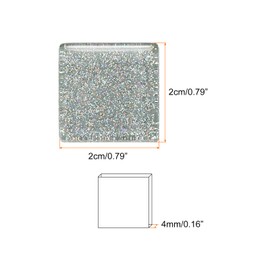sourcing map Mosaic Tiles, Glass Tiles, Shine Crystal Mosaic Glass Pieces Bulk Square Glitter Crystal Mosaic Tiles 2 x 2cm for Home Decoration, DIY Crafts, Pack of 50(200g, Silver Grey)
