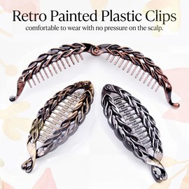 Pecieco 3 Pcs Banana Clips for women 5.5 Inch Large Flat Claw Clips for Thick Hair French Hair Claw Clips for Styling