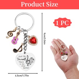 Keychain Inspirational Merch Music Lover Gift for Fans Cute Stainless Steel Keyring for Teen Girls Daughters Women Motivational “Just Be Yourself” Quote for Music Lovers Christmas & Birthday Gifts