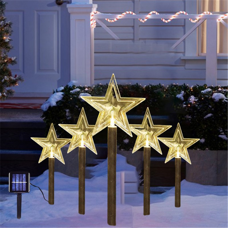 Solar Christmas Star Lights Outdoor Energy Saving Waterproof Solar Powered