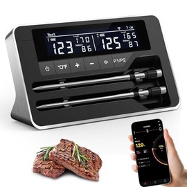 Termómetro de carne inalámbrico con 2 sondas, termómetro digital Bluetooth de 800 pies con aplicación inteligente, temperatura precisa mejorada en... 