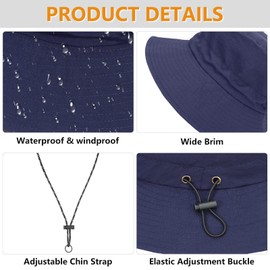 JUPSK Men's Bucket Hats, Summer Outdoor Sun Hats Quick-Dry Foldable Fishing Hat for Men Women, UPF50+ Sun Protection Hiking Cap for Adults Navy Blue