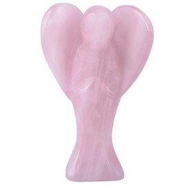 Nupuyai 7.3 cm Rose Quartz Gemstone Angel Figurine Stone Guardian Angel Figurine Decorative Jade Pocket Angel Lucky Charm for Love