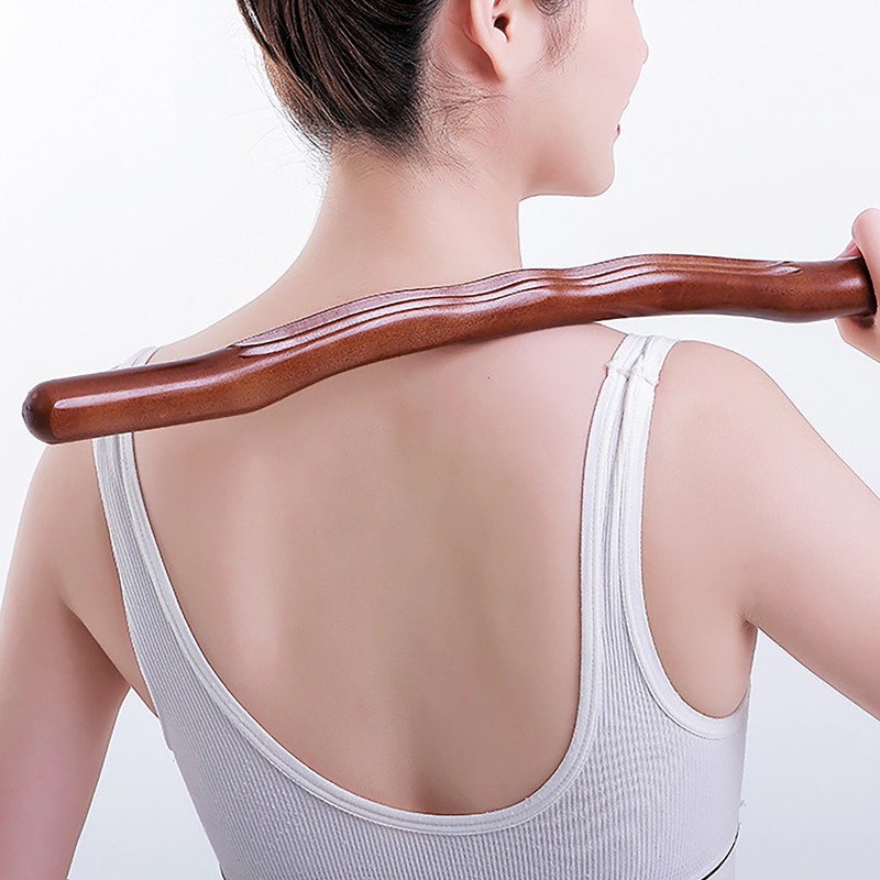 Wooden Gua Sha Stick Double Row 20 Beads Trigger Point