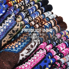 Pleneal 5 Pack Wool Socks for Women- Winter Warm Wool Socks Thick Knit Soft Cozy Socks, Boots Socks for Women