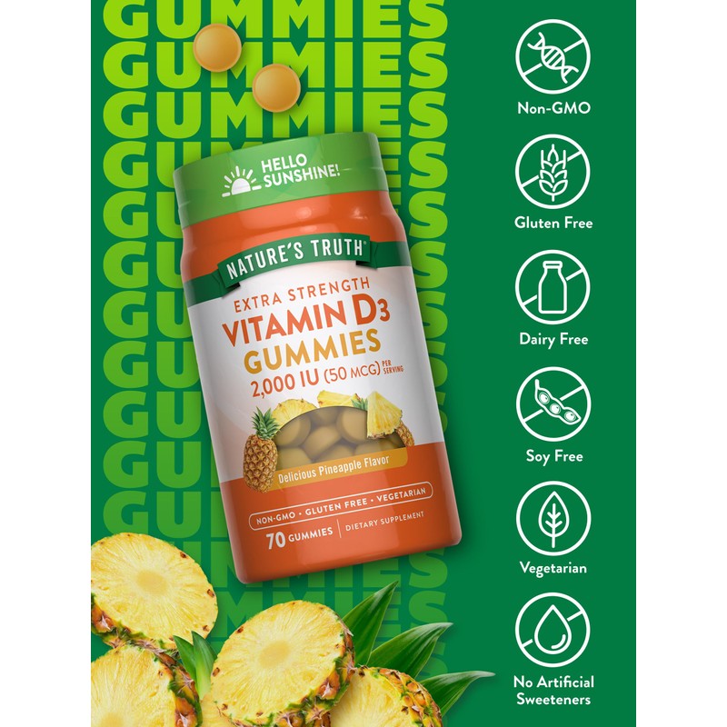 Nature's Truth Vitamin D3 Gummies | 2000 IU | 70