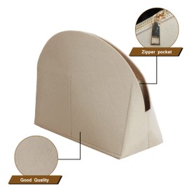TTdayup Felt Purse Organizer Insert with Zipper,Bag in Bag Shell Shaper Handbag & Tote Organizer Fits in Alma BB PM Tote(beige,Alma PM)