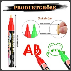 GOLDGE Chalk Pens for Blackboard, Washable Chalk Markers, Window, 12 Chalk Pens for Windows, 6 mm, Whiteboard Marker Pens, Children's Window Pens, Chalk Pens, Window Painting Pens, Party Bags,