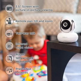 Motorola MBP36S-2 Video Baby Monitor -Two Cameras, 3.5" LCD Color Screen Display, 2-Way Audio -Remote Pan, Tilt, Zoom, Infrared Night Vision -5 Lullabies, Room Temperature Display, 1000ft Range