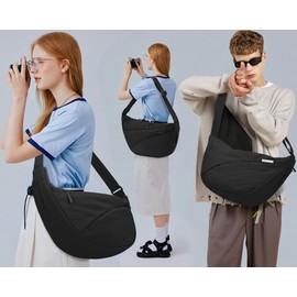 SUNUP Crescent Cross Body Bag Women, Ultralight Puffy Shoulder Bag with Adjustable Strap, Zippered Crossbody Bags Dumpling Bag for Travel, Daily Use