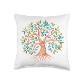 Yoga Lebensbaum Mythisch Meditation Wachstum Yoga Celtic Tree of Life Spirituality Throw Pillow, 16x16, Multicolor