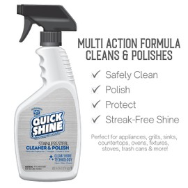 Quick Shine Stainless Steel Cleaner and Polish 24oz, 6Pk | Removes Grime & Leaves a Streak-Free Shine | Non-abrasive pH Neutral Formula | For Stainless Steel Appliances and Furnishings