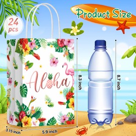 Teling 24 Pcs Hawaiian Aloha Bags Tiki Luau Gift Bags Goodie Candy Bags Tropical Themed Bags with Handles Summer Tiki Luau Treat Bags for Aloha Festival Hawaiian Party Supplies (Rose Gold)