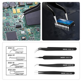 XOOL 10-Piece Precision Tweezers, Ultra Fine Tweezers, ESD Antistatic, Stainless Steel, For Watches, Model Making, Jewelry Setting, Tweezers for Tweezers for Tweezers for Tweezers for Tweezers for