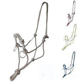 Tahoe Tack Copper Tip Series Horse Training Rope Halter – 4 Knot, 1/4" Stiff Cord with 2 Rings for Enhanced Control